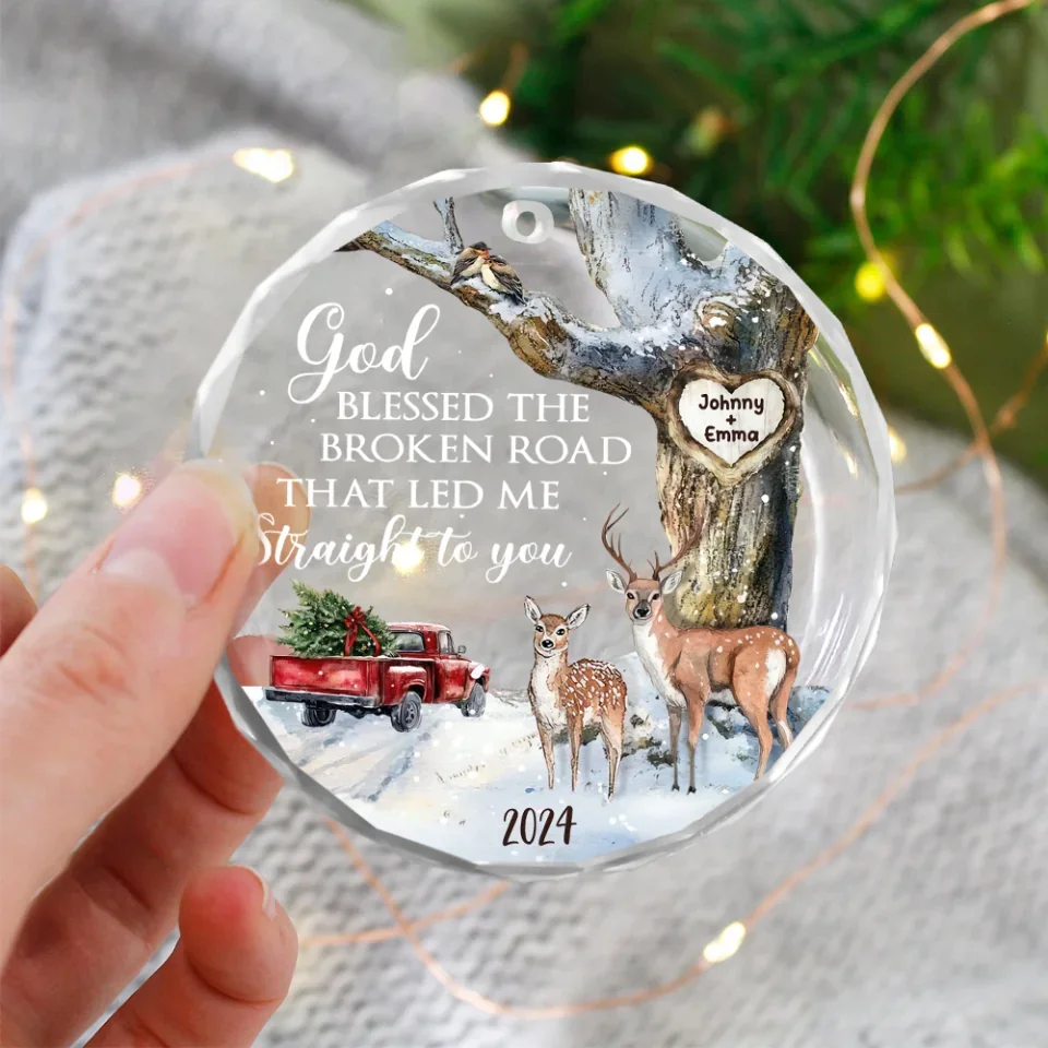 God Blessed The Broken Road That Led Me Straight To You - Glass Ornament - Gift For Couple - Image 4