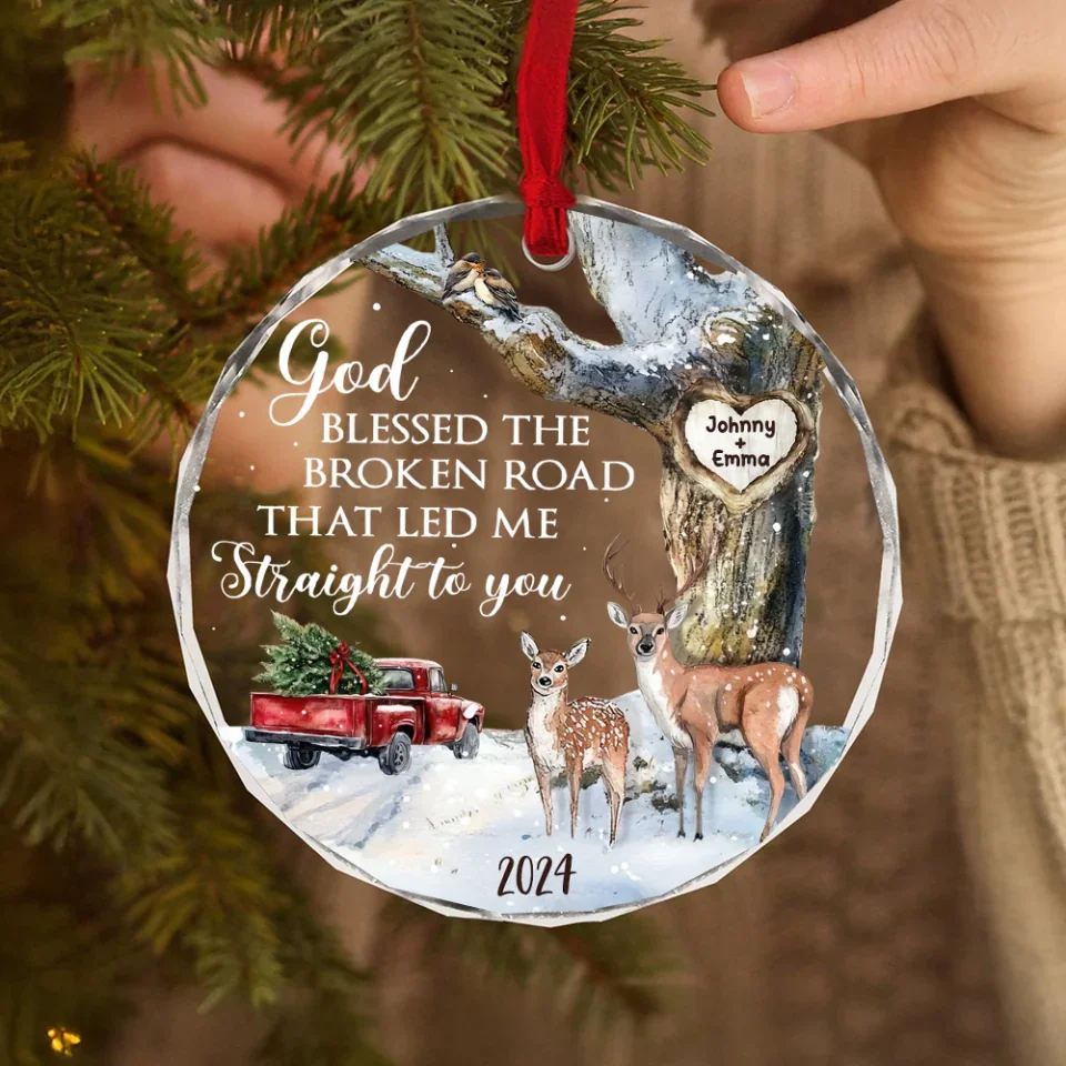 God Blessed The Broken Road That Led Me Straight To You - Glass Ornament - Gift For Couple - Image 5