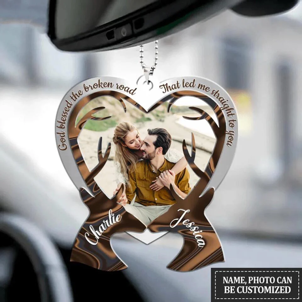 God Blessed The Broken Road That Led Me Straight To You - Personalized Car Ornament - Gift For Couples - Image 13