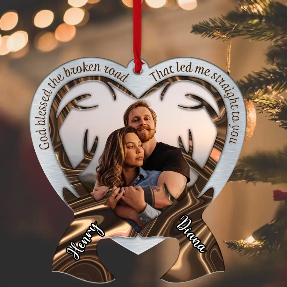 God Blessed The Broken Road That Led Me Straight To You - Personalized Car Ornament - Gift For Couples - Image 5