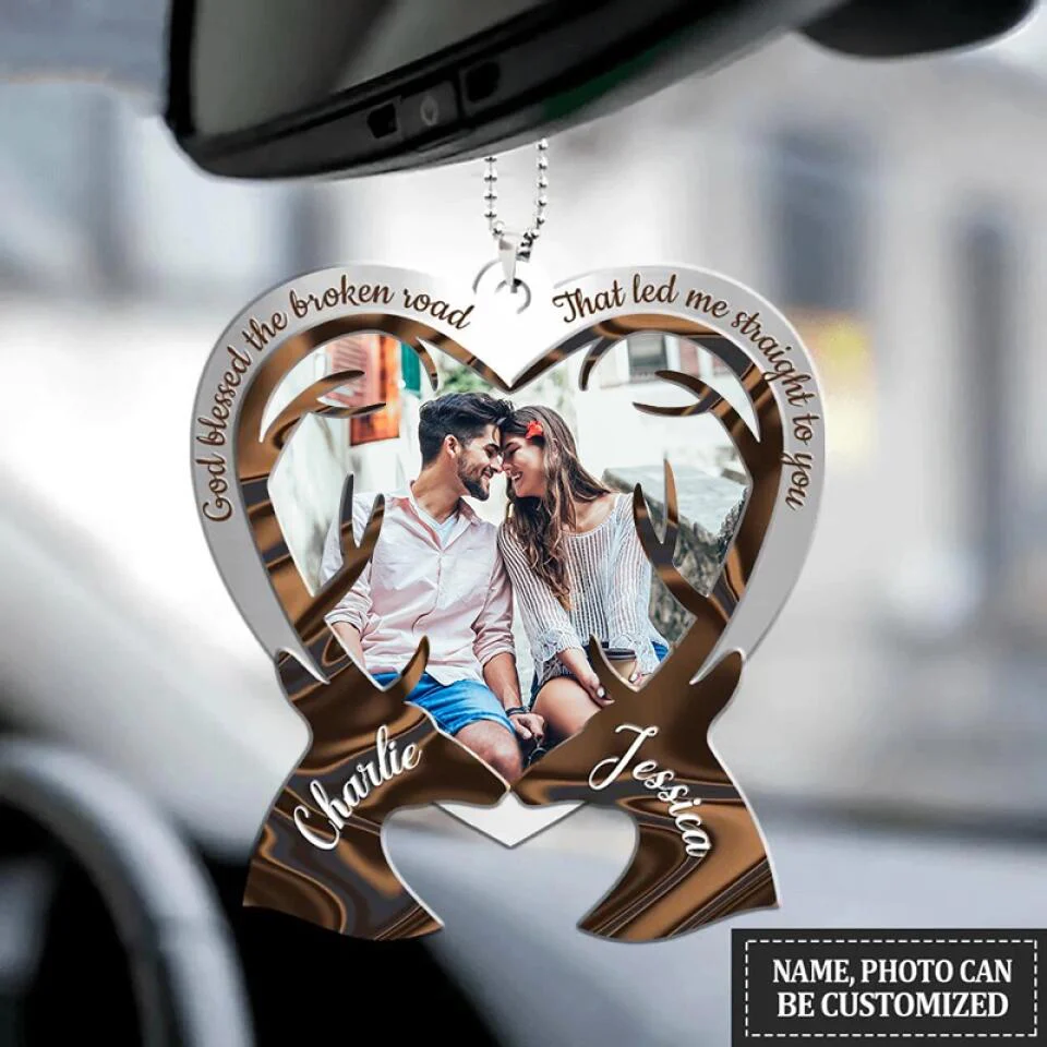 God Blessed The Broken Road That Led Me Straight To You - Personalized Car Ornament - Gift For Couples - Image 9