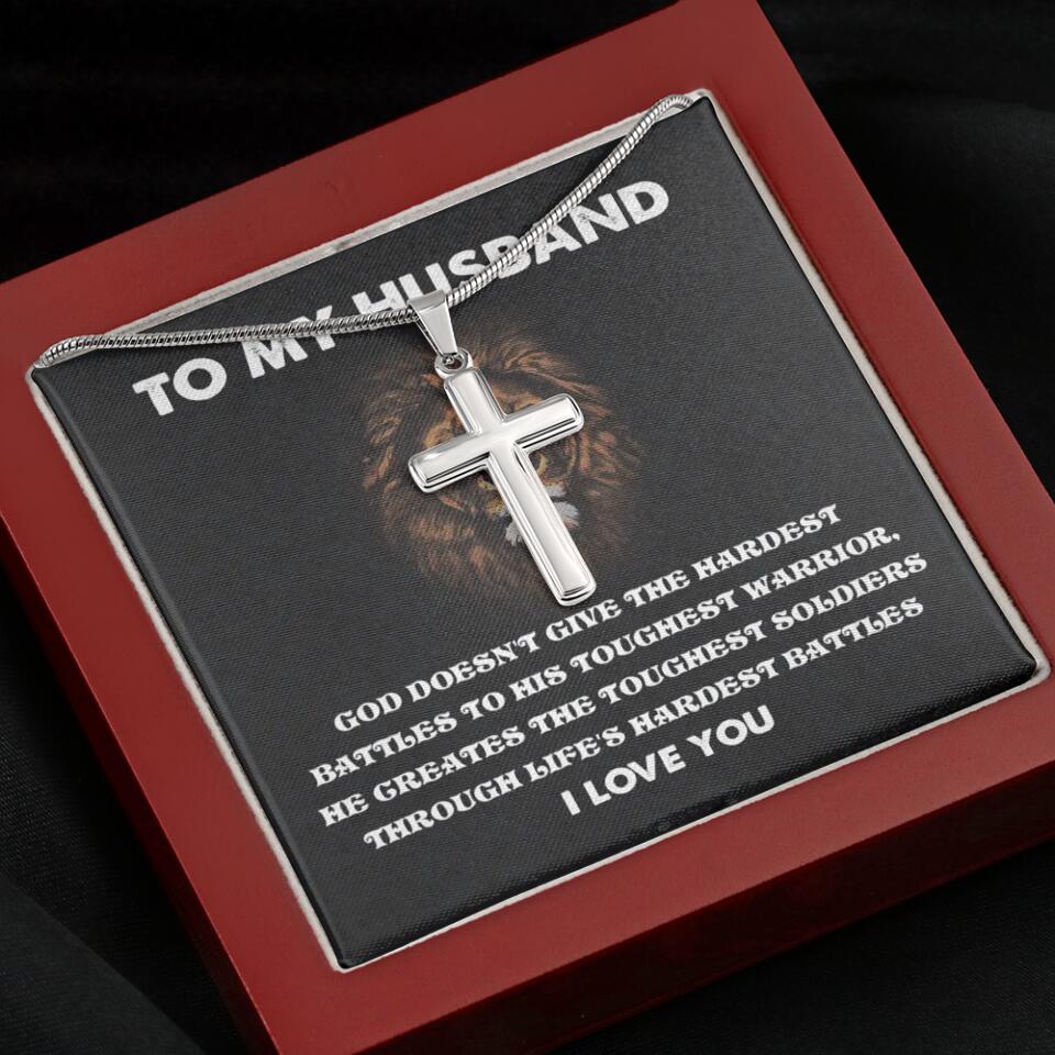 God Doesn't Give The Hardest Battles Necklace - Gift For Husband - Image 8