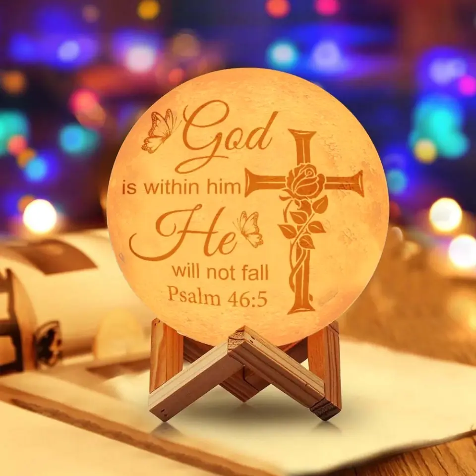 God Is Within Them They Will Not Fall Psalm 46:5 - 3D Moon Lamp - Gift For Confirmation's Day - Image 3