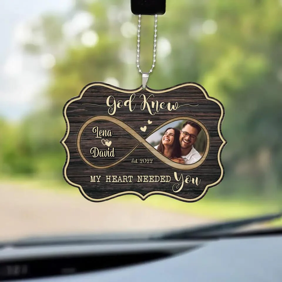 Personalized Valentine Gifts - God Knew My Heart Needed You - Personalized Car Ornament - Gift For Lover - Image 2