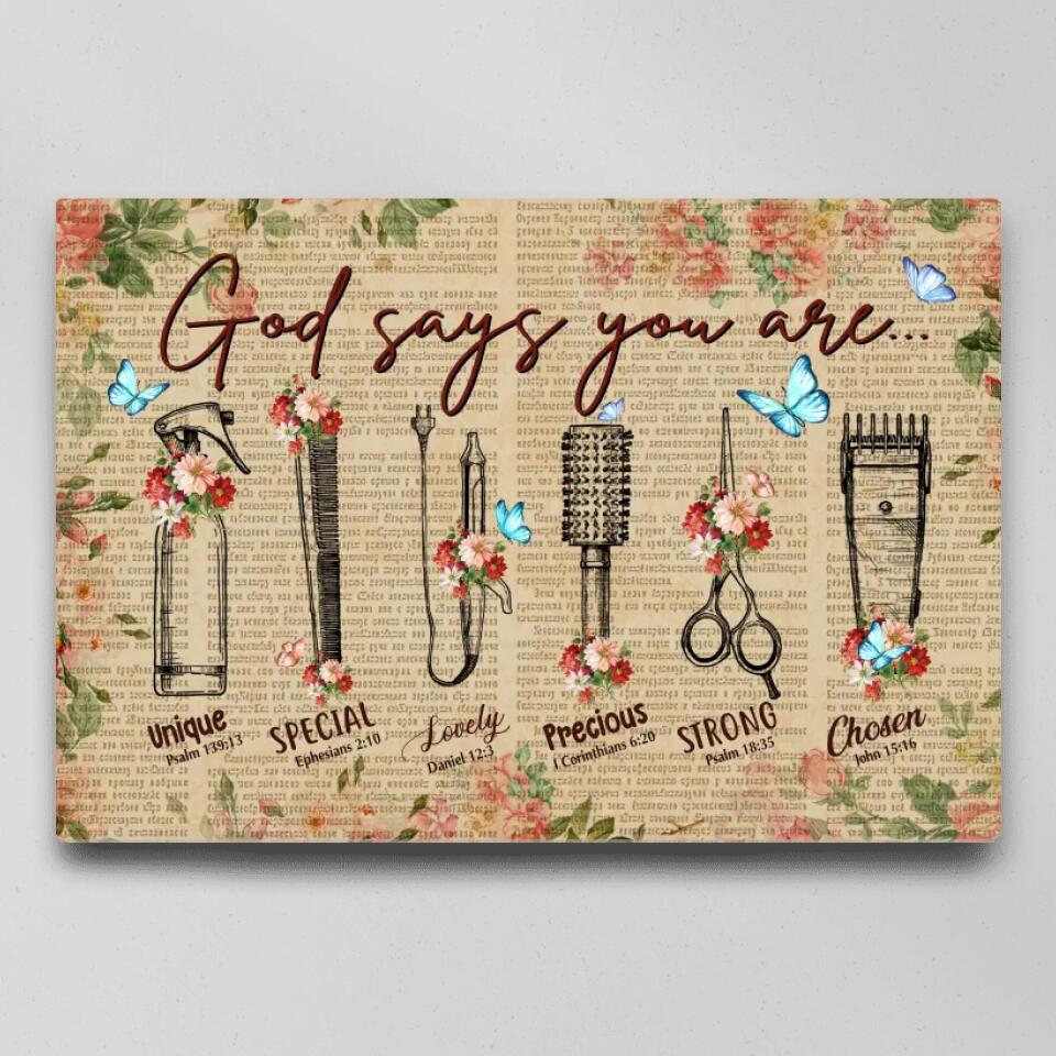 God Says You Are Hairdresser Custom Canvas Poster Confirmation Gifts - Image 3