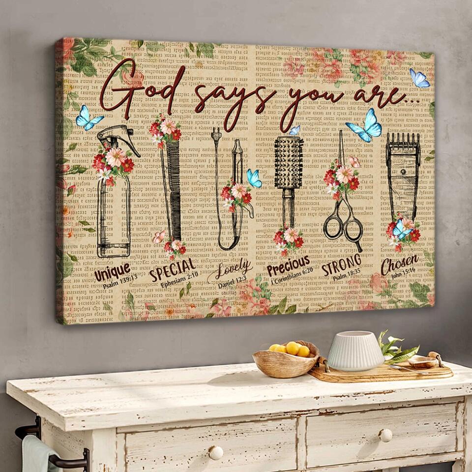 God Says You Are Hairdresser Custom Canvas Poster Confirmation Gifts - Image 5