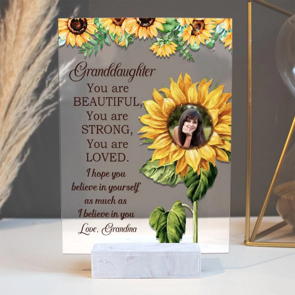 Granddaughter You Are Beautiful Strong Loved I Believe In You Acrylic Plaque - Image 3