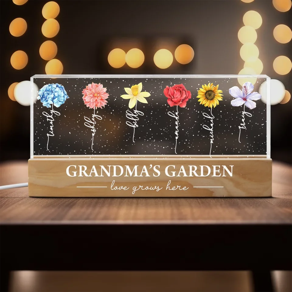 Grandma‘s Garden Birth Month Flower Personalized LED Night Light, Gift For Grandma Mom - Image 5
