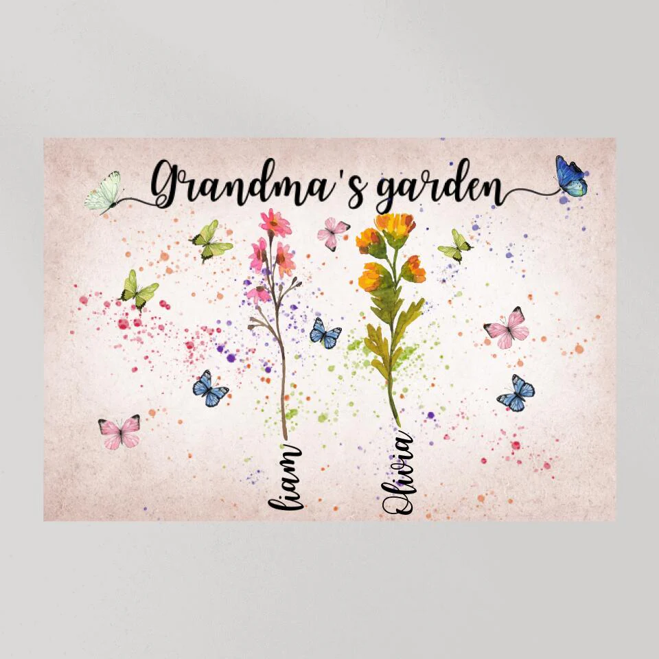 Grandma's Garden Flower Style Custom Canvas Poster Happy Birthday Grandma Gifts - Image 3