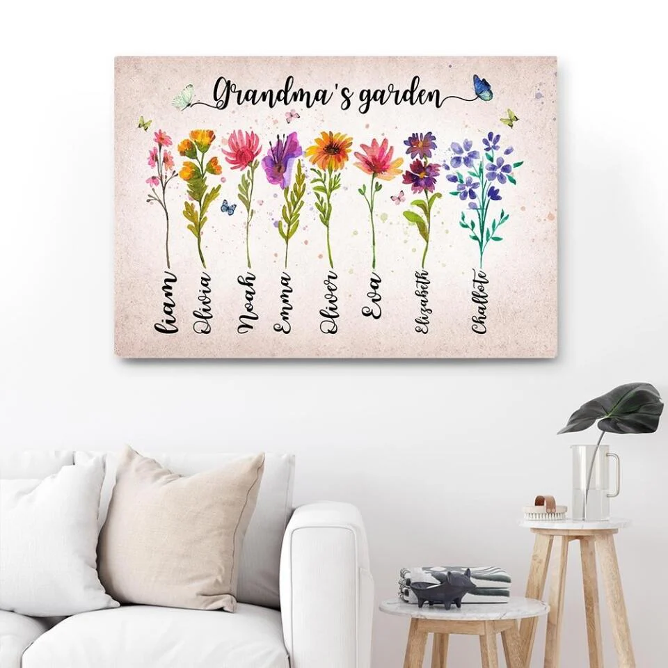 Grandma's Garden Flower Style Custom Canvas Poster Happy Birthday Grandma Gifts - Image 4