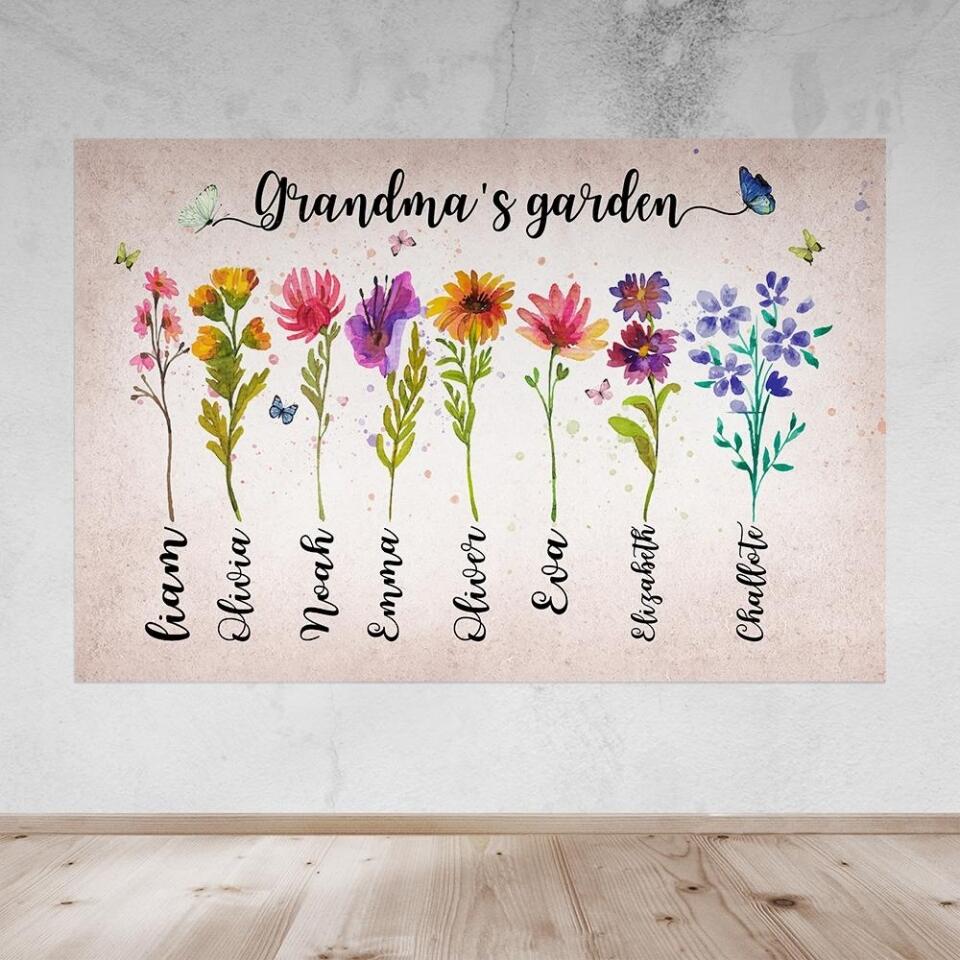 Grandma's Garden Flower Style Custom Canvas Poster Happy Birthday Grandma Gifts - Image 5