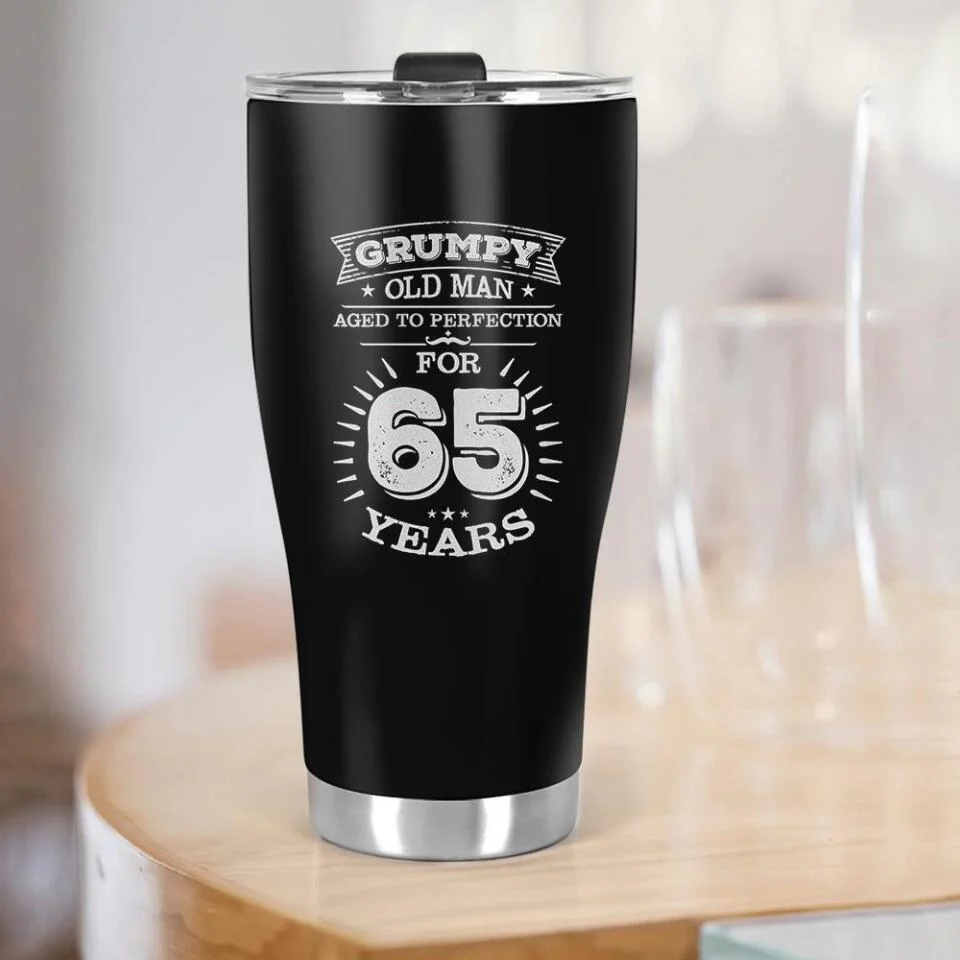 Grumpy Old Man Aged To Perfection For - Personalized Curved Tumbler - Image 5