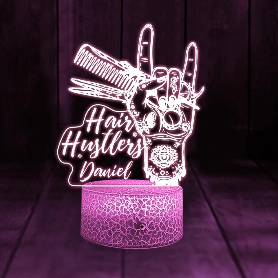 Hair Hustle, Hairdressers 3D Led Light - Custom Name Led Light - Image 3