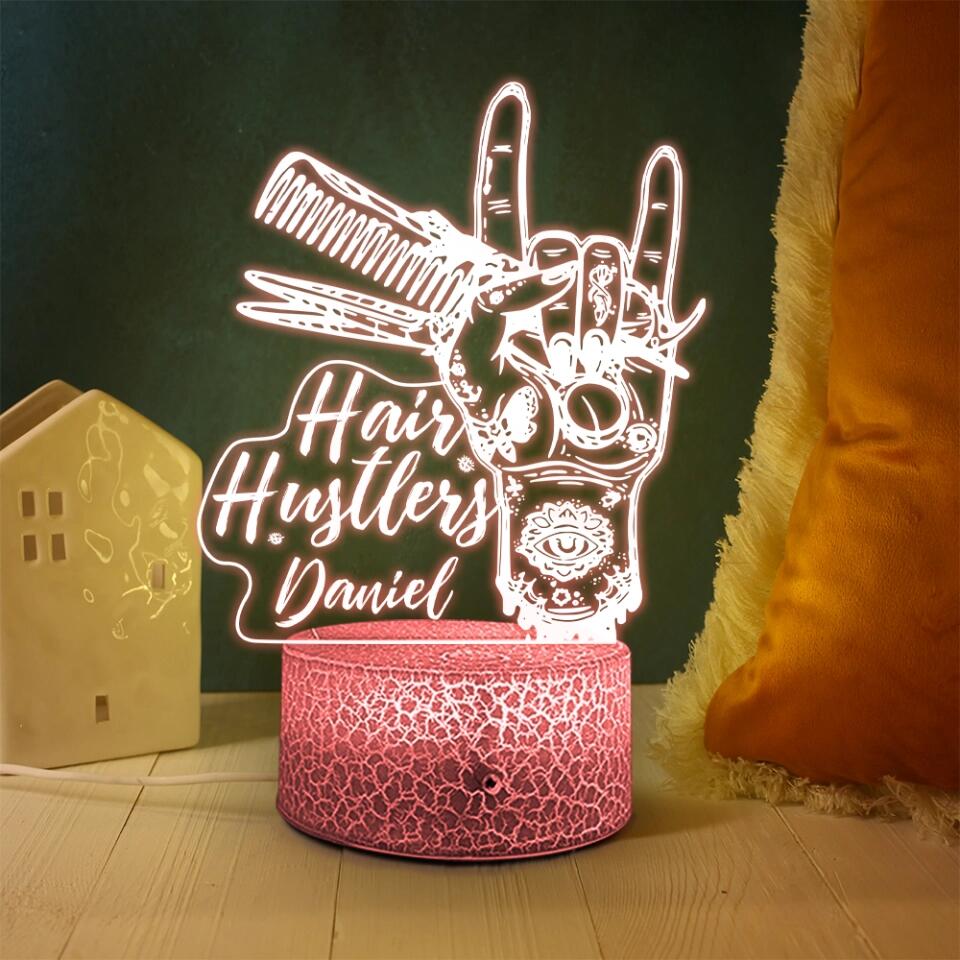 Hair Hustle, Hairdressers 3D Led Light - Custom Name Led Light - Image 4