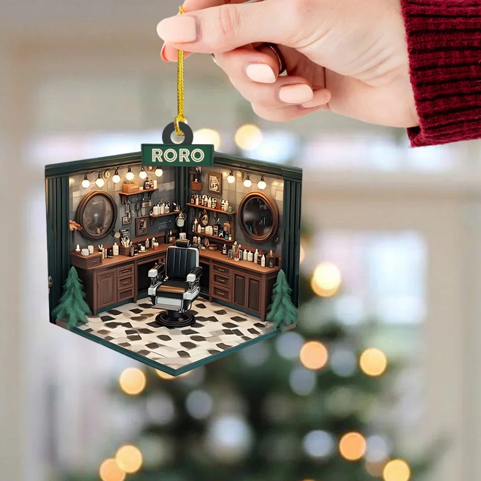 Hair Salon Ornament Gift For Hairdressers - Wooden Acrylic Ornament Christmas Gifts - Image 5
