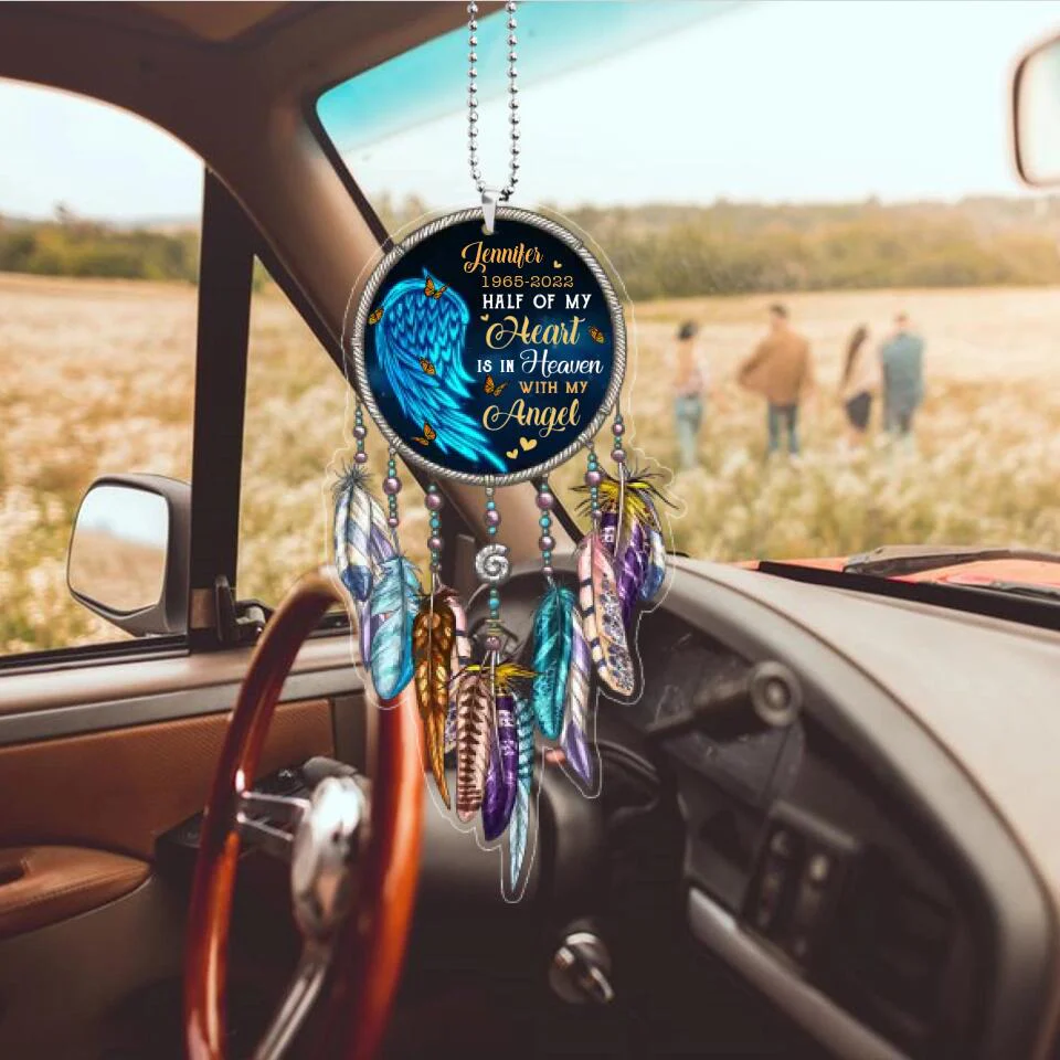 Half of My Heart Lives In Heaven With My Angel - Personalized Car Ornament - Best Memorial Gifts - 301IHPNPOR0001 - Image 2