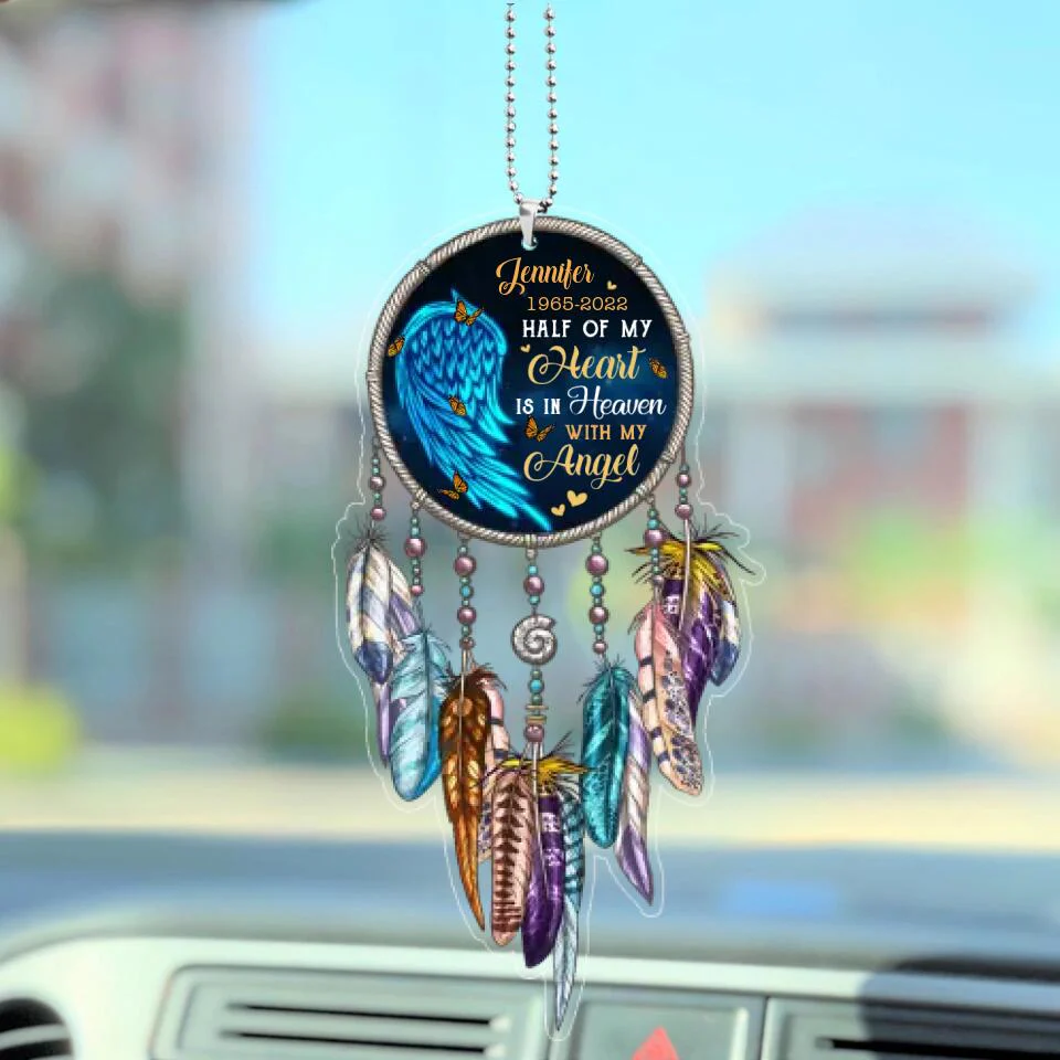 Half of My Heart Lives In Heaven With My Angel - Personalized Car Ornament - Best Memorial Gifts - 301IHPNPOR0001 - Image 3