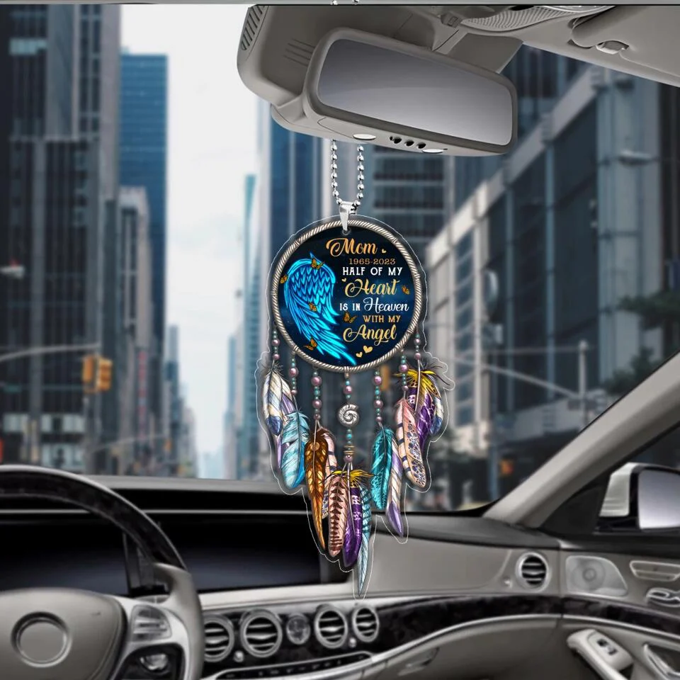 Half of My Heart Lives In Heaven With My Angel - Personalized Car Ornament - Best Memorial Gifts - 301IHPNPOR0001 - Image 4
