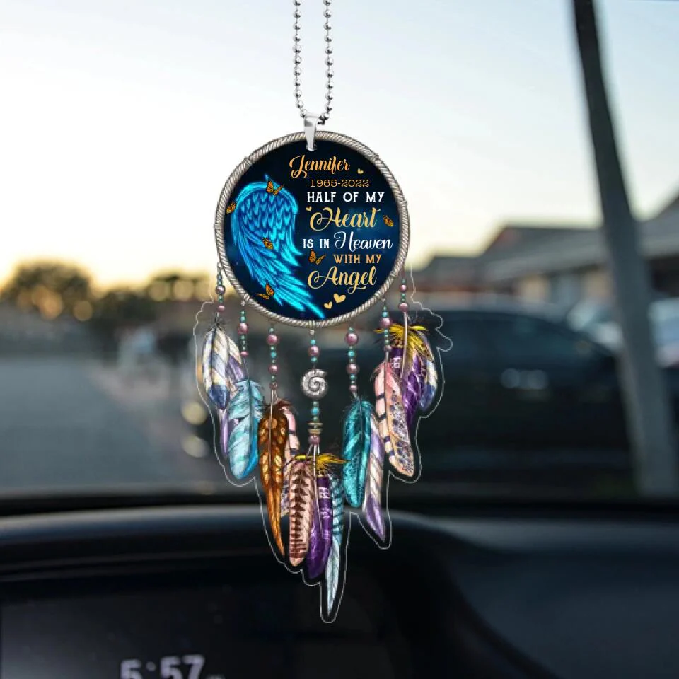 Half of My Heart Lives In Heaven With My Angel - Personalized Car Ornament - Best Memorial Gifts - 301IHPNPOR0001 - Image 5