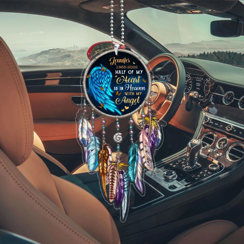 Half of My Heart Lives In Heaven With My Angel - Personalized Car Ornament - Best Memorial Gifts - 301IHPNPOR0001 - Image 7