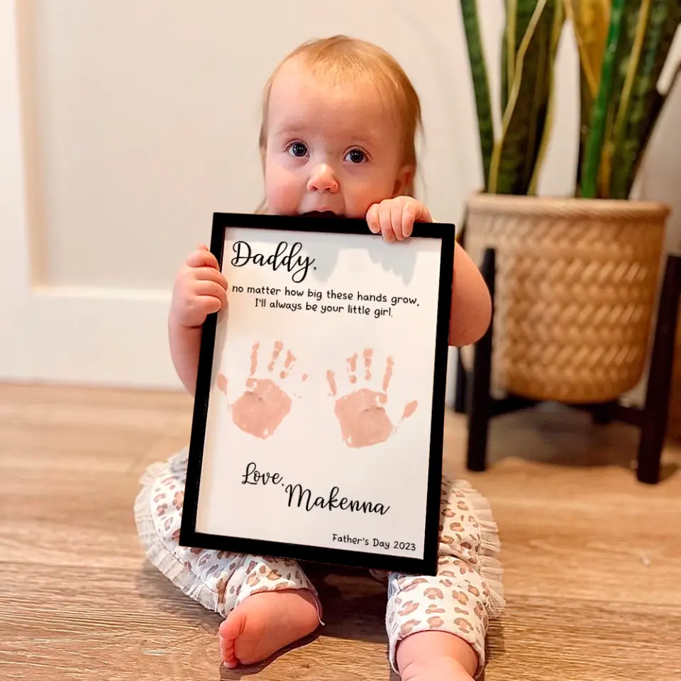 Handprint Daddy No Matter How Big These Hands Grow - Custom Canvas Poster - Father's Day Gifts - Image 11