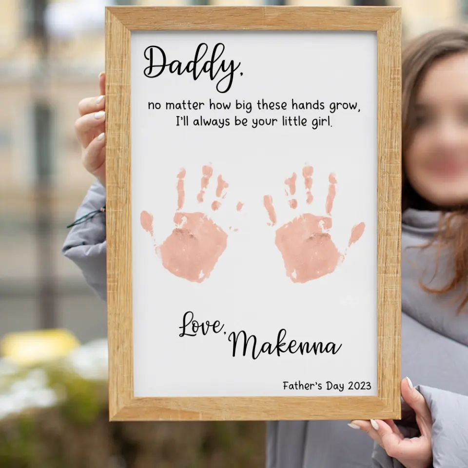 Handprint Daddy No Matter How Big These Hands Grow - Custom Canvas Poster - Father's Day Gifts - Image 12