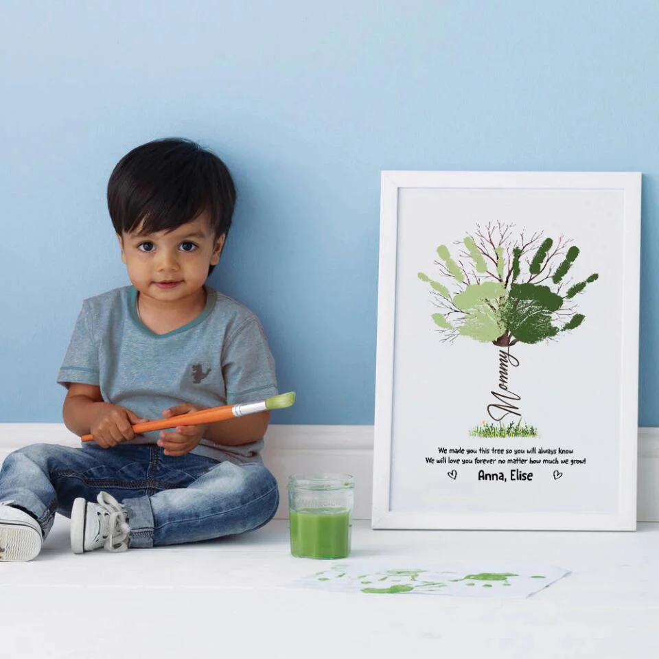 Handprint Keepsake We Made You This Tree Custom Canvas Poster Gift For Mom Granndma - Image 19