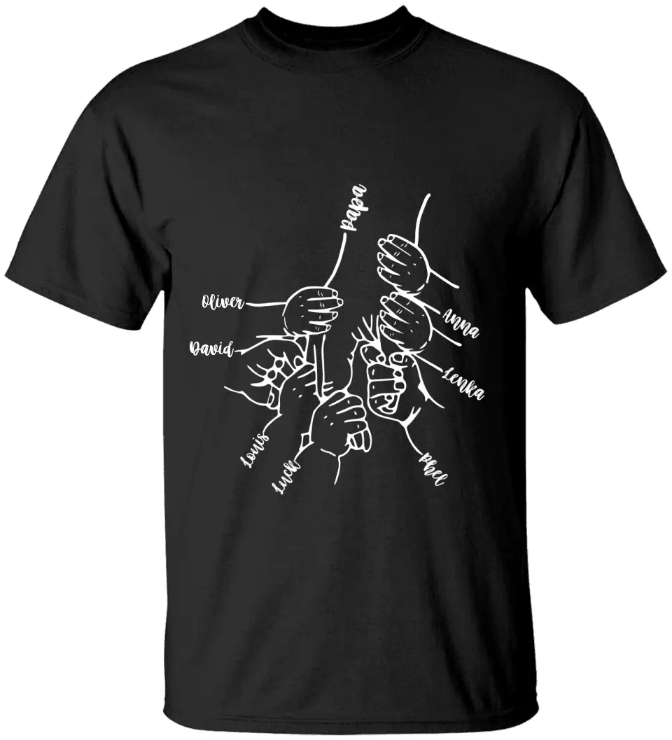 Hands Grandkids Papa - Personalized T-Shirt - Papa Shirts With Kids Names - Image 2