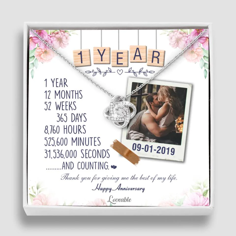 Happy 1 Year Anniversary Couple Personalized Necklace