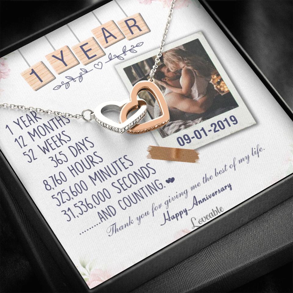Happy 1 Year Anniversary Couple Personalized Necklace - Image 10