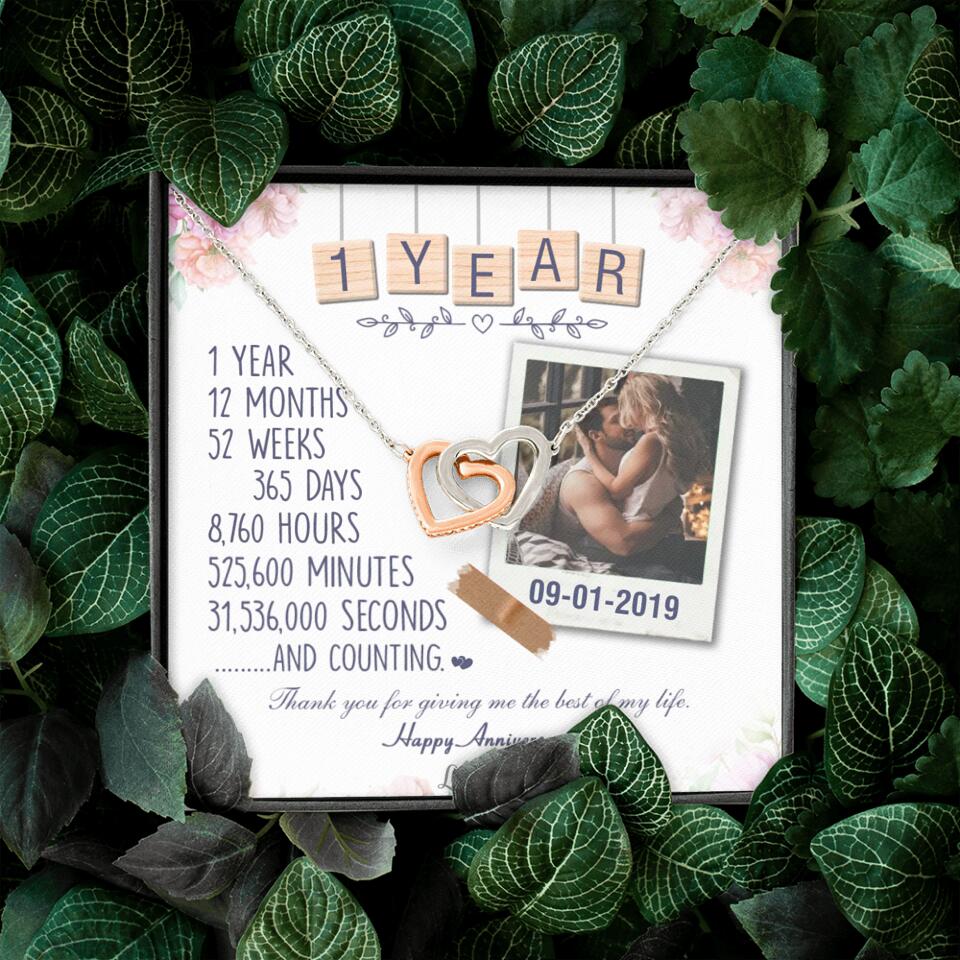 Happy 1 Year Anniversary Couple Personalized Necklace - Image 11