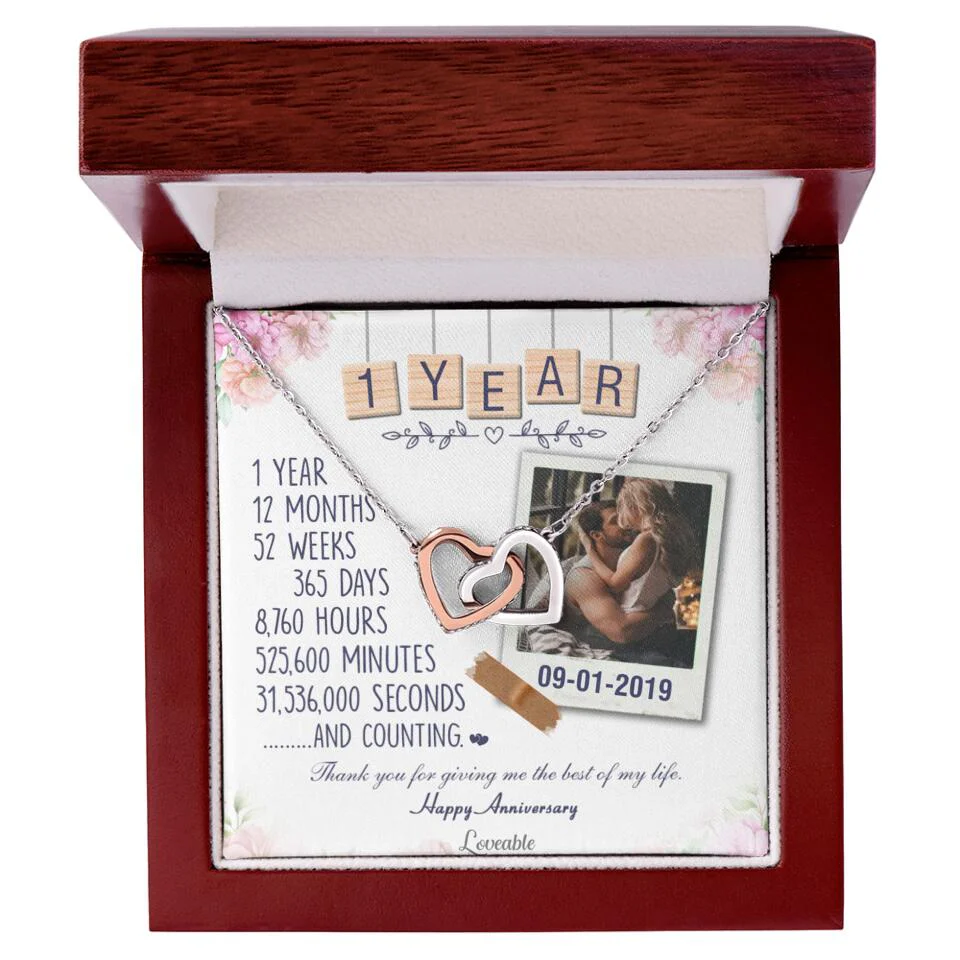 Happy 1 Year Anniversary Couple Personalized Necklace - Image 12