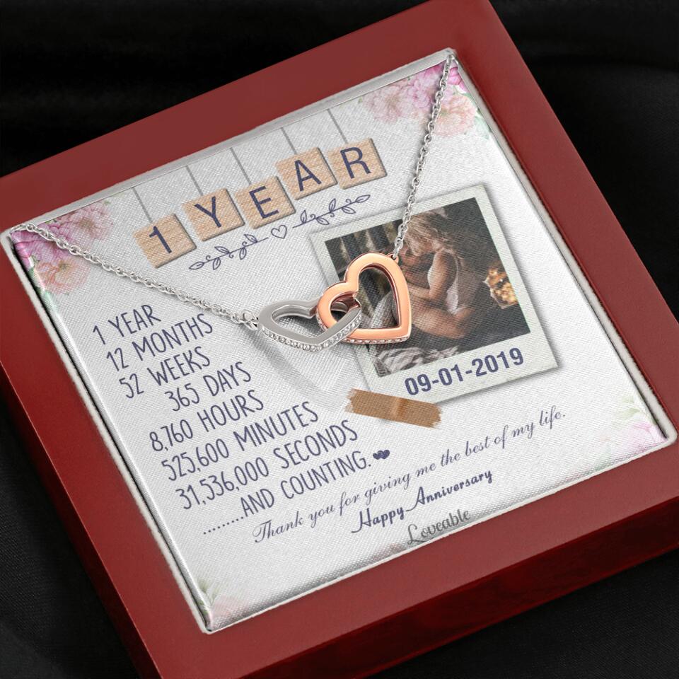 Happy 1 Year Anniversary Couple Personalized Necklace - Image 13