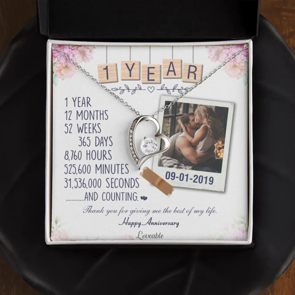 Happy 1 Year Anniversary Couple Personalized Necklace - Image 14