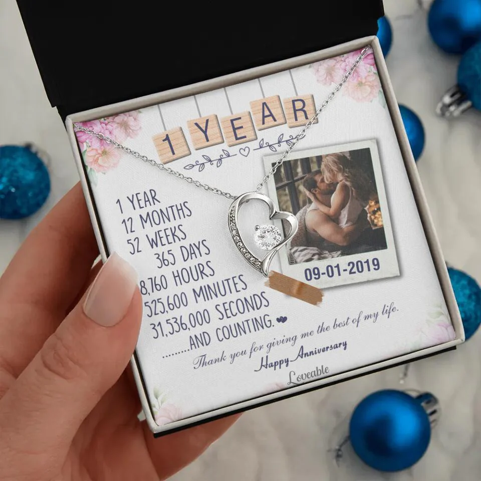 Happy 1 Year Anniversary Couple Personalized Necklace - Image 15