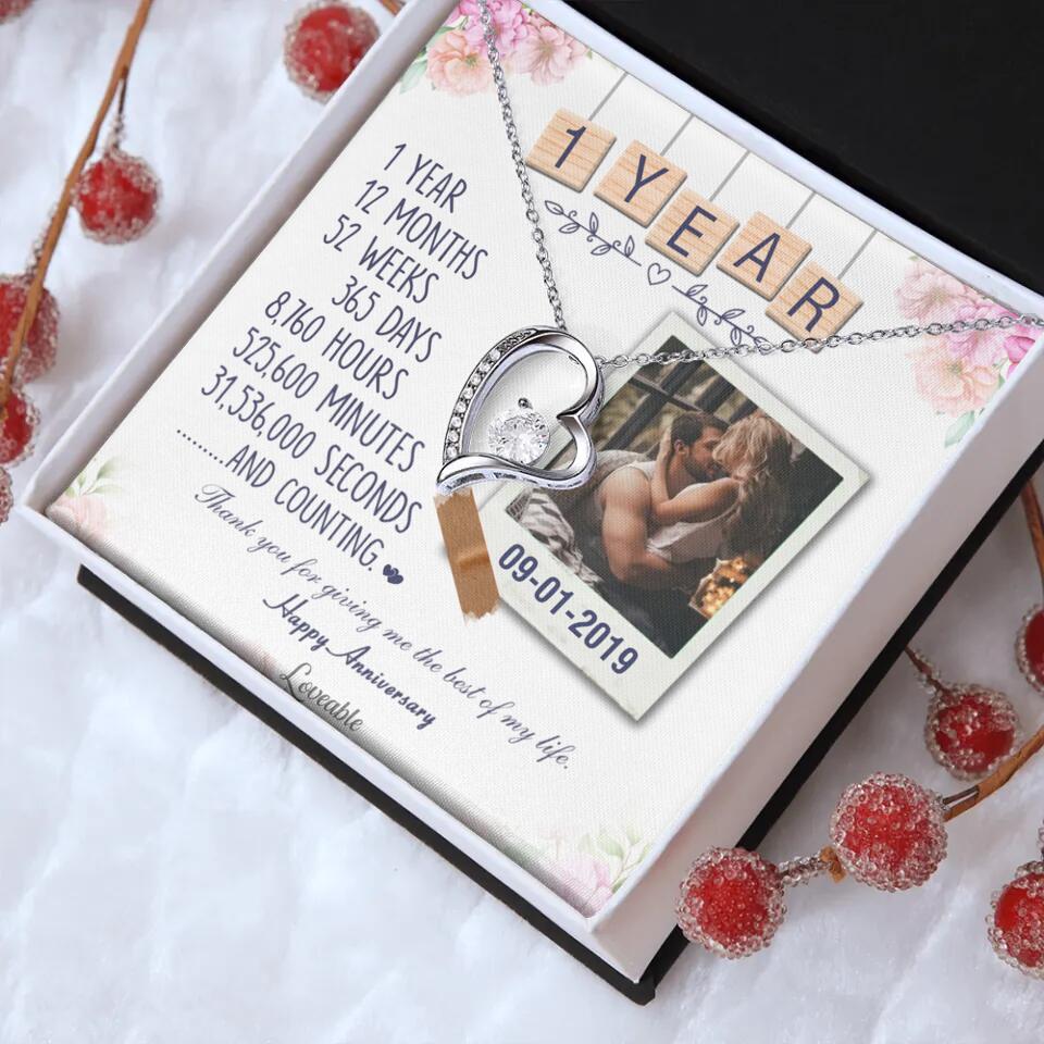 Happy 1 Year Anniversary Couple Personalized Necklace - Image 17