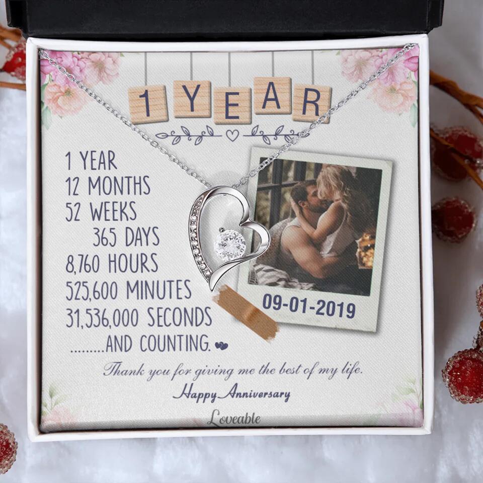 Happy 1 Year Anniversary Couple Personalized Necklace - Image 18