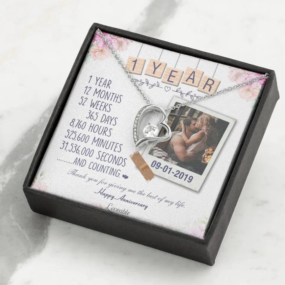 Happy 1 Year Anniversary Couple Personalized Necklace - Image 19