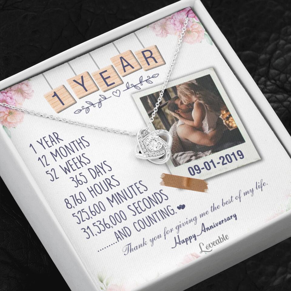 Happy 1 Year Anniversary Couple Personalized Necklace - Image 2