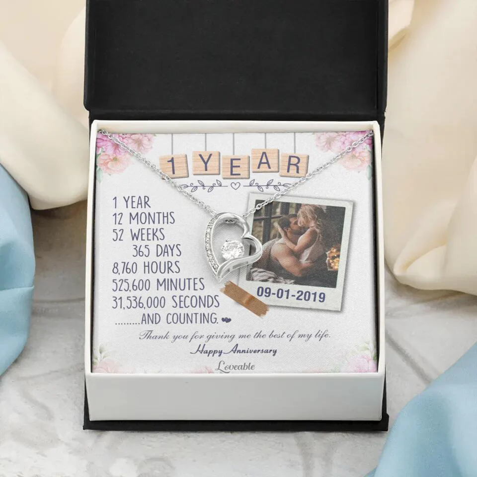 Happy 1 Year Anniversary Couple Personalized Necklace - Image 20