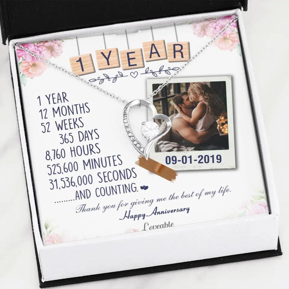 Happy 1 Year Anniversary Couple Personalized Necklace - Image 22