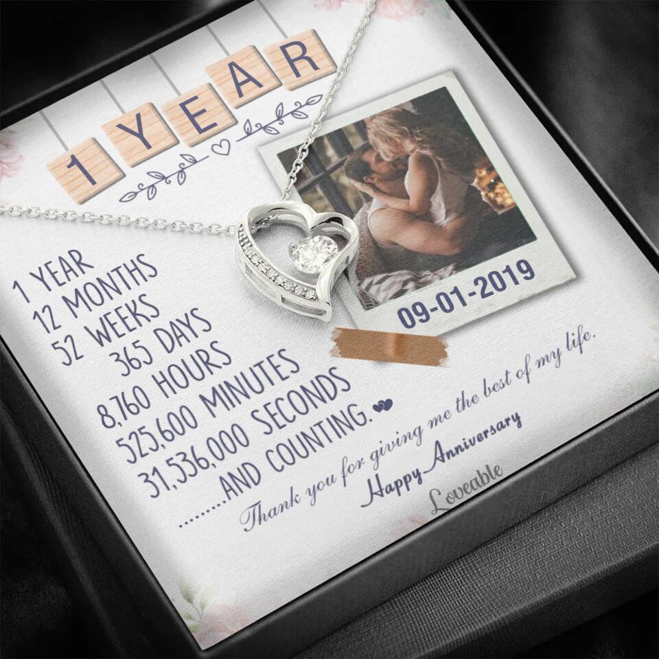 Happy 1 Year Anniversary Couple Personalized Necklace - Image 23