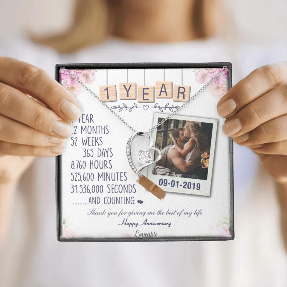 Happy 1 Year Anniversary Couple Personalized Necklace - Image 24