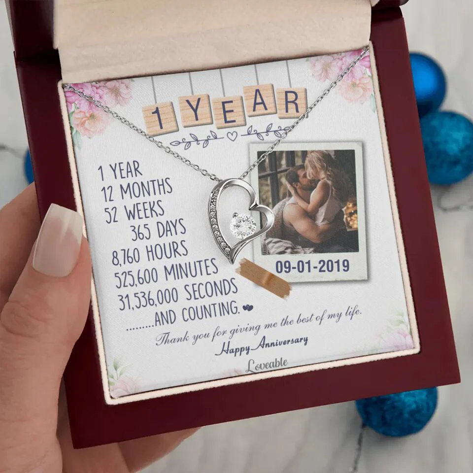 Happy 1 Year Anniversary Couple Personalized Necklace - Image 26