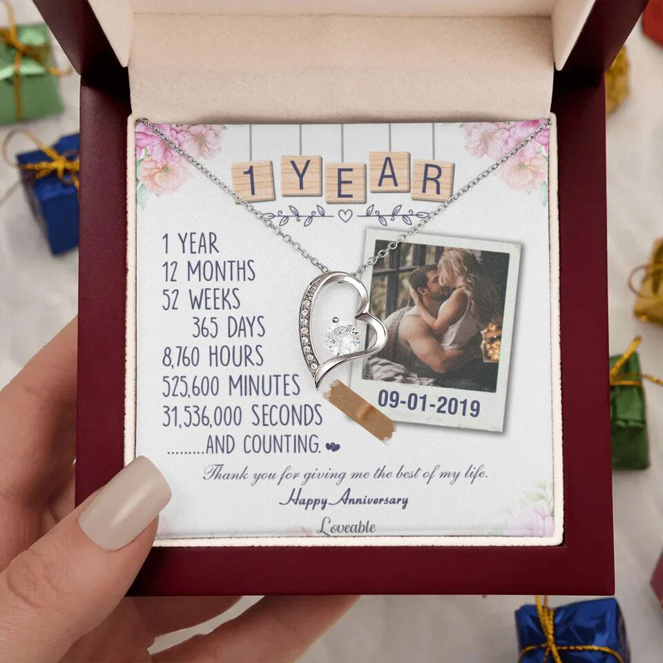Happy 1 Year Anniversary Couple Personalized Necklace - Image 27