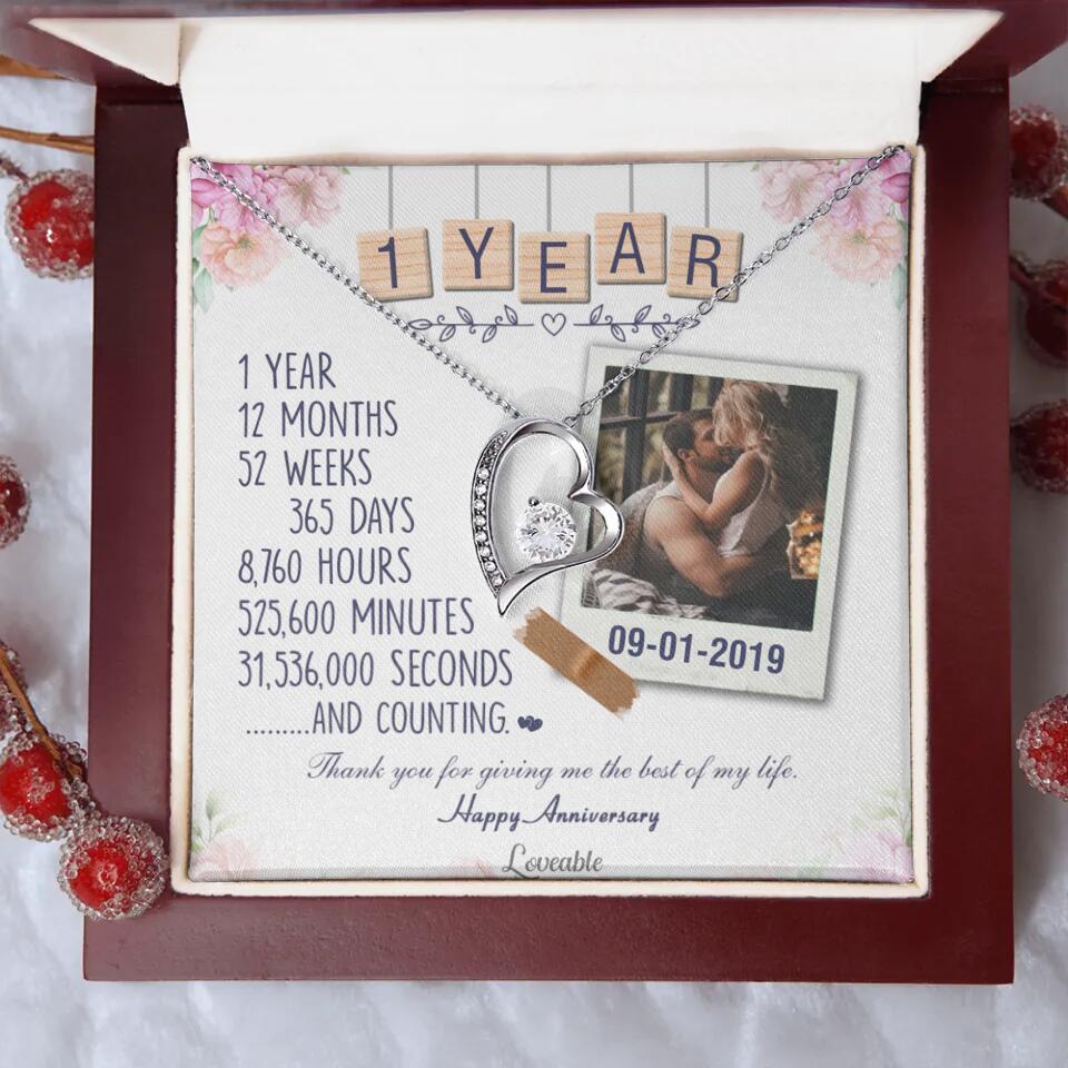 Happy 1 Year Anniversary Couple Personalized Necklace - Image 28