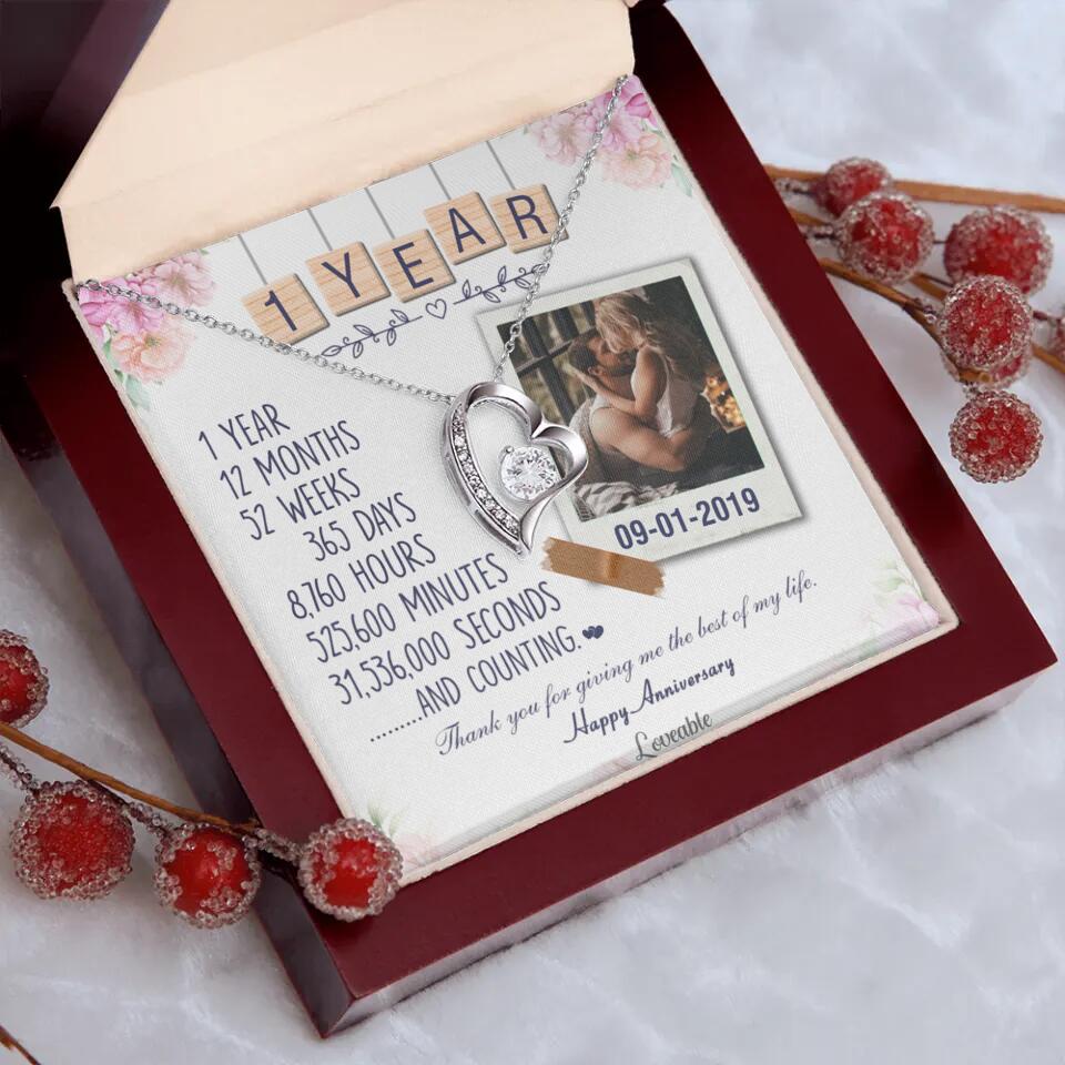 Happy 1 Year Anniversary Couple Personalized Necklace - Image 29