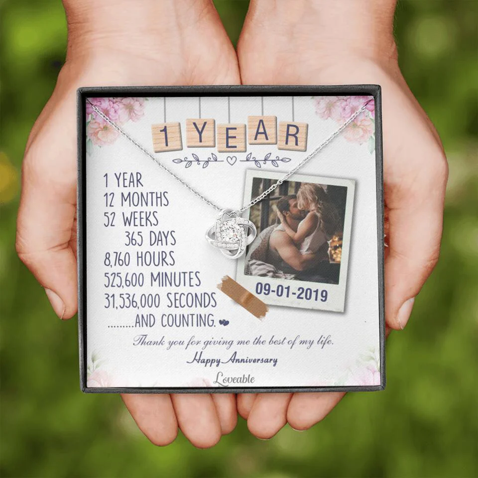 Happy 1 Year Anniversary Couple Personalized Necklace - Image 3