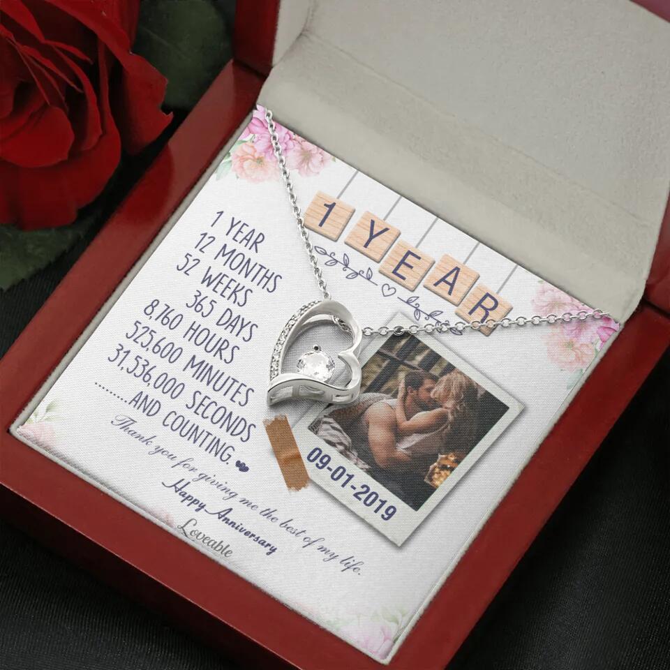 Happy 1 Year Anniversary Couple Personalized Necklace - Image 32