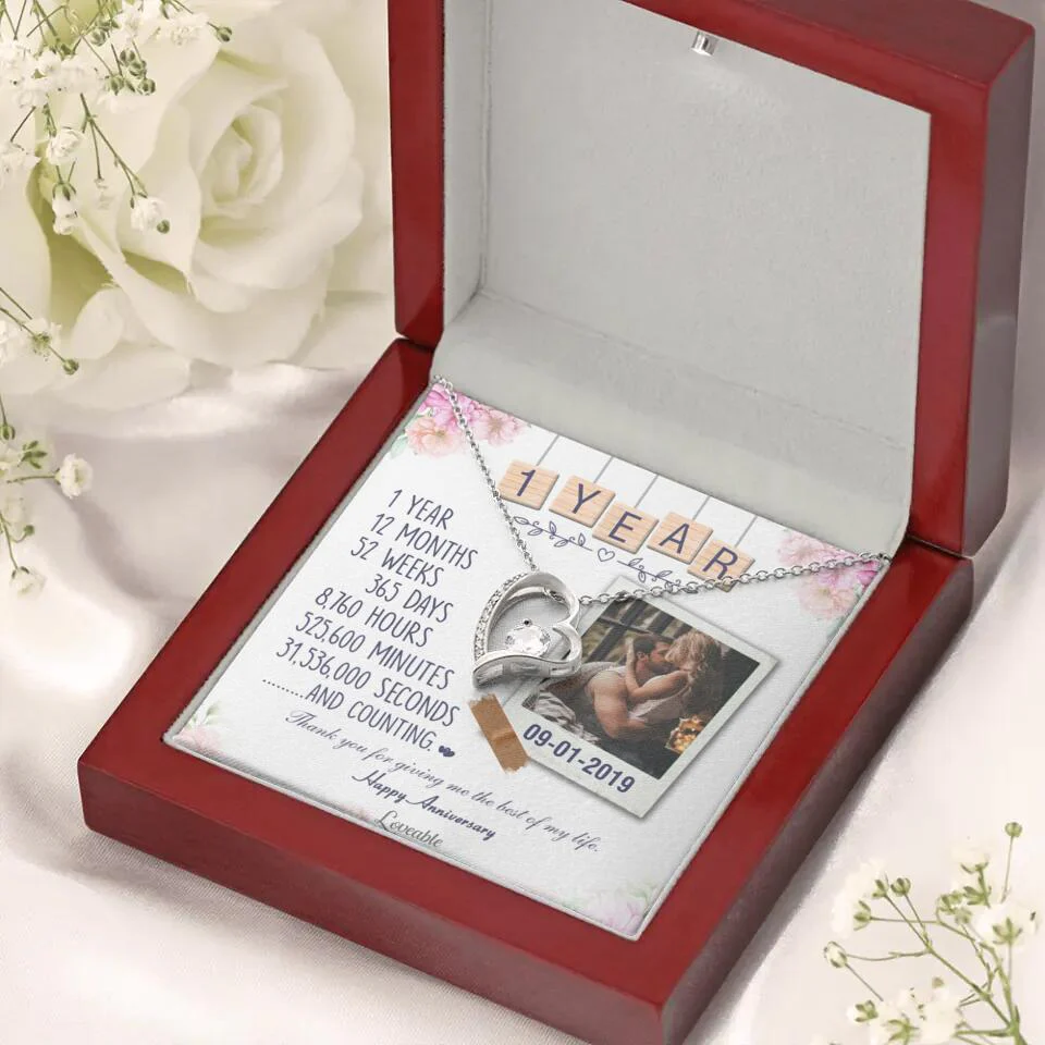Happy 1 Year Anniversary Couple Personalized Necklace - Image 33